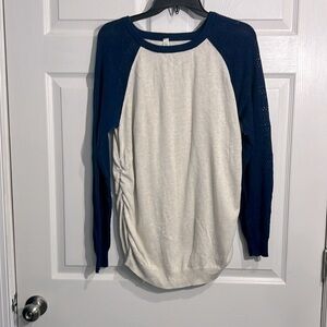 Pina Rossi Women’s Maternity Baseball tee. Size XL. Ivory & Blue.